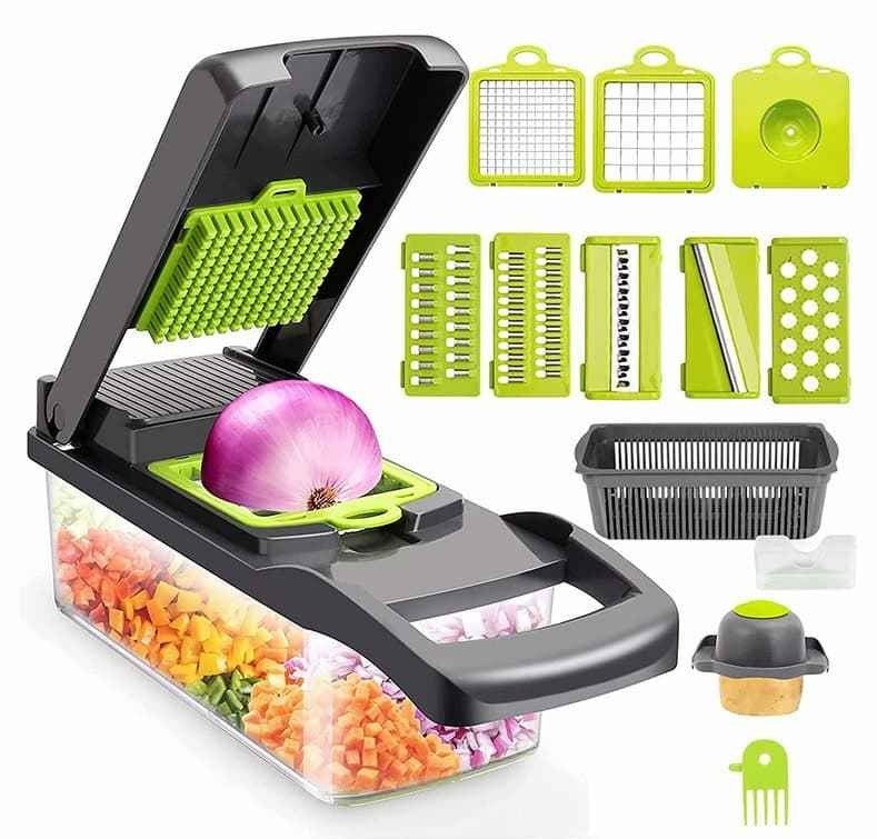 Multifunctional Roller Vegetable Cutter, 5 In 1 Vegetable Slicer And Cutter, Manual Rotary Drum Greator, Hand Roller Type Square Drum Vegetable Cutter with5 Removable Blades For Kitchen
