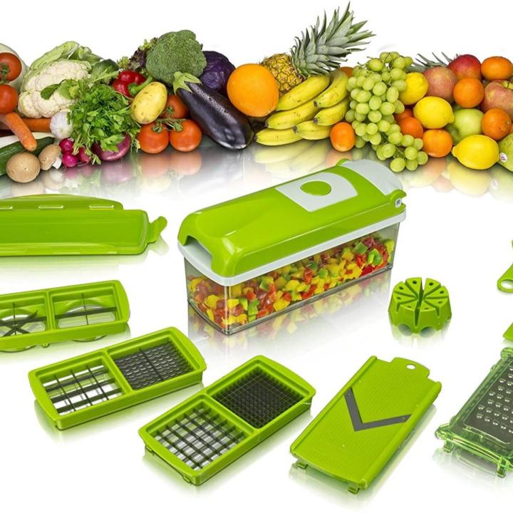 Multifunctional Roller Vegetable Cutter, 5 In 1 Vegetable Slicer And Cutter, Manual Rotary Drum Greator, Hand Roller Type Square Drum Vegetable Cutter with5 Removable Blades For Kitchen